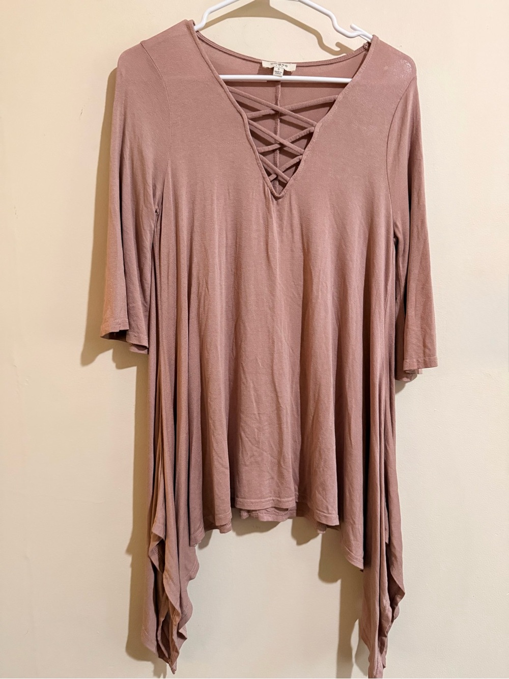 Umgee Mauve Crisscross V-Neck Flowy Tunic